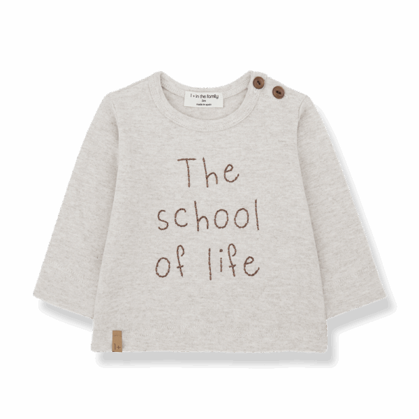 1 + In The Family Stickerei T-Shirt "Harald", beige