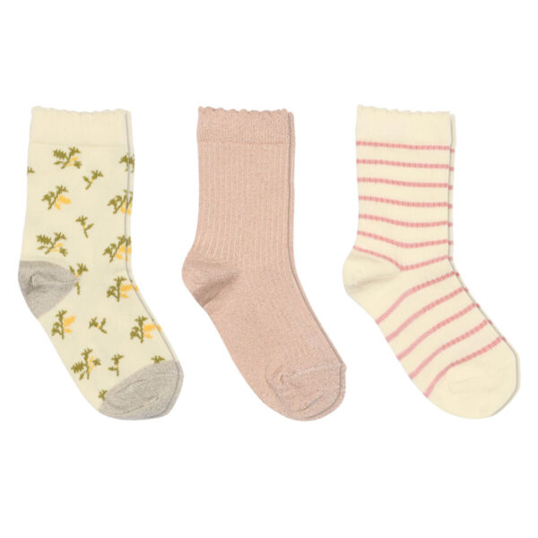 MP Denmark Thora Socken aus Baumwolle, 3er Set „Cream“