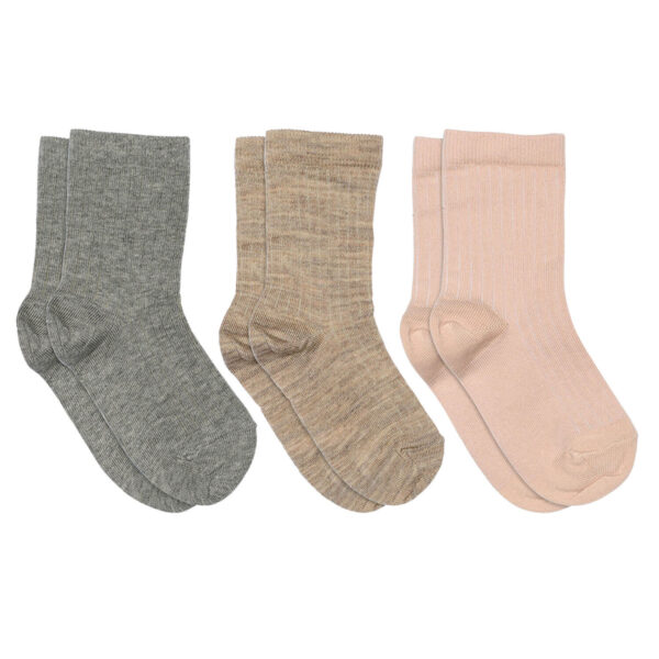 MP Denmark Socken aus Baumwollrip, 3er Set "Pastell Melange“