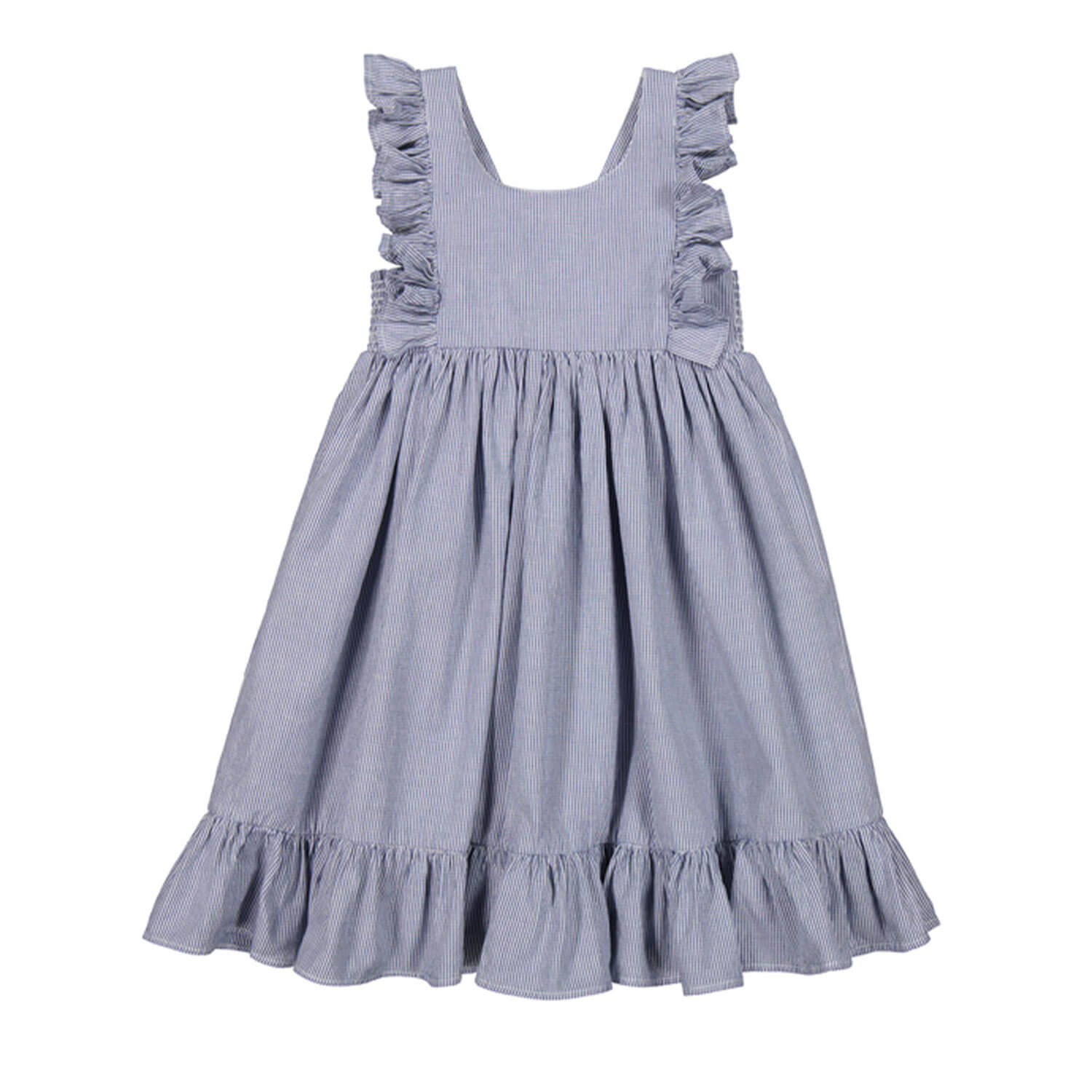 Rueschen Kleid blaue Streifen